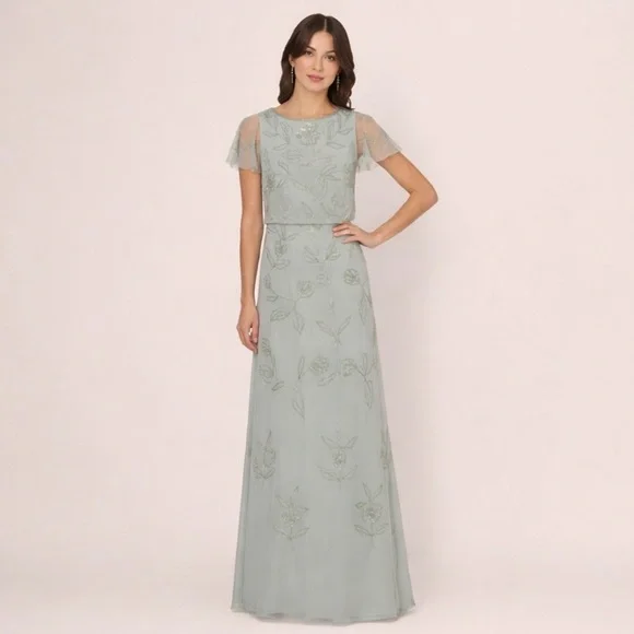 slim fit dress slacks Vintage Beaded Midi Fairy Dress With Sharkbite Hem In Olive-Olive / Regular  / 0